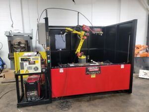 Fanuc Arcmate 0ia Lincoln 5 Robotic Welding Cell with Lincoln Powerwave R350