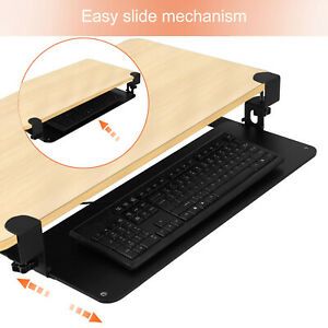 Keyboard Tray Under Desk with C Clamp-Large Size/No Screw into Desk (NEW) USA