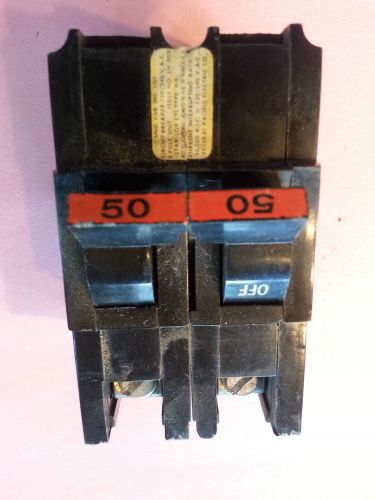 Federal pacific electric fpe 2 pole 50 amp circuit breaker stab-lok type na for sale
