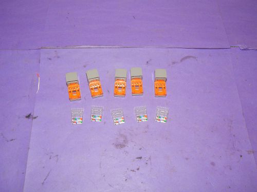 Lot of 5 panduit gray/orange mini-com mini jack cat5e module for sale