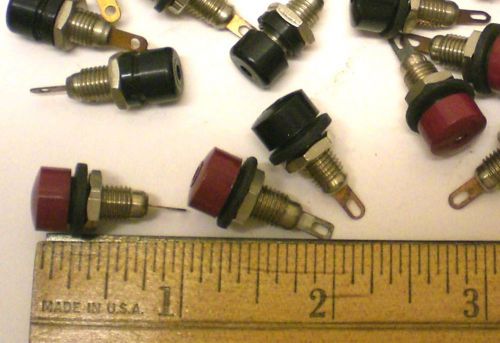 20 Pin Jacks, Brass, 10 Red, 10 Black, H H SMITH, Made in USA
