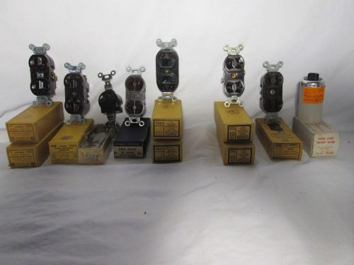 Vintage hubbell 9595, 5252, 9260, 5262, 7051, bryant 5661, receptacle,outlet lot for sale