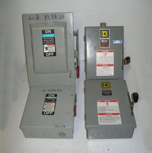 Lot of 4 safety disconnect switch square d siemens 3 - 30 amp 1 - 60 amp for sale