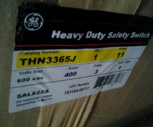 Ge general electric safety disconnect switch thn3365j 400 amp model 9 600v 400a for sale