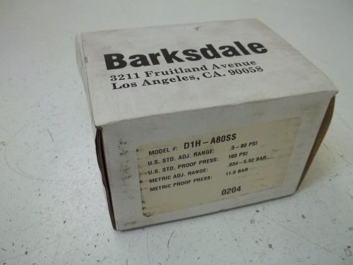 BARKSDALE D1H-A80SS PRESSURE OR VACUUM ACTUATED SWITCH *NEW IN A BOX*
