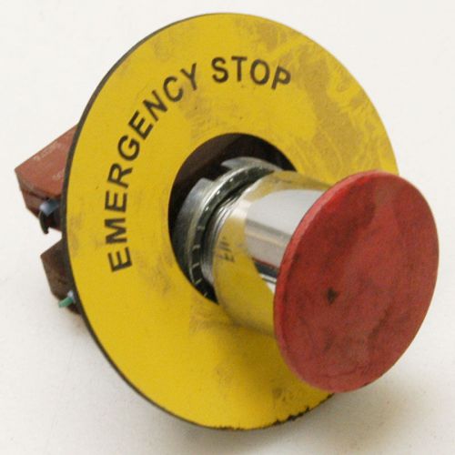 Lot 8 red mushroom emergency stop pushbutton w/ springer n5b10vn contact blocks for sale