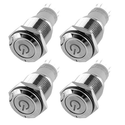 4pcs red led logo push button 16mm 12v self latching locking boat flat head for sale