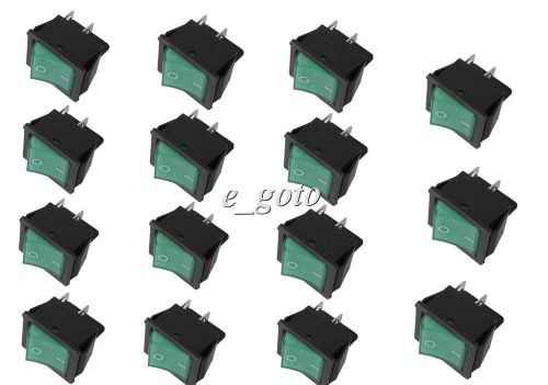 15pcs Green On-Off Button  4 Pin DPST Boat Rocker Switch 250V AC 16A KCD4-102