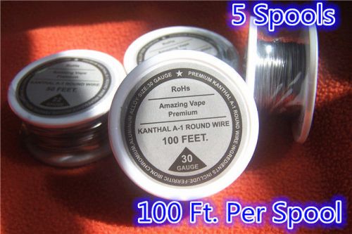 5 Spools x 100 feet Kanthal A1 Round Wire 30 AWG,(0.25mm),30 Gauge Resistance !