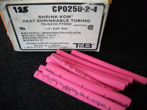 THOMAS &amp; BETTS SHRINK-KON CP0250-2-4 HEAT SHRINK TUBING 1/4&#034; DIA. BOX OF 125 PCS