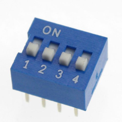 10 x DIP Switch 4 Positions 2.54mm Pitch Through Hole Silver Top Actuated Slide
