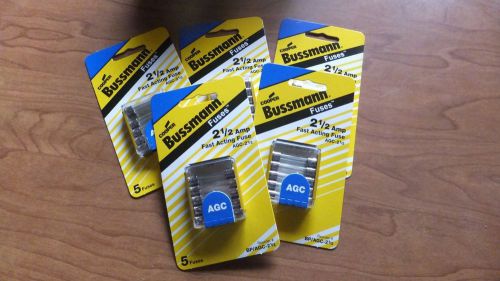 Cooper bussmann buss box of 5 cards of 5 fuses each bp/ agc-2 1/2 amp for sale