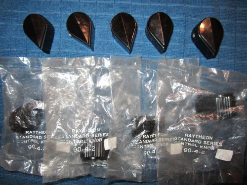 9 large pointer control knobs 4 nos raytheon 90-4-2 black 1-3/8&#034;; 1/4&#034; shaft for sale