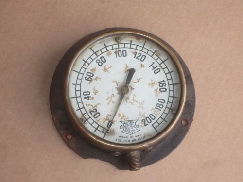 Old crosby steam gage &amp; valve co surface mount gauge 200 lbs for sale