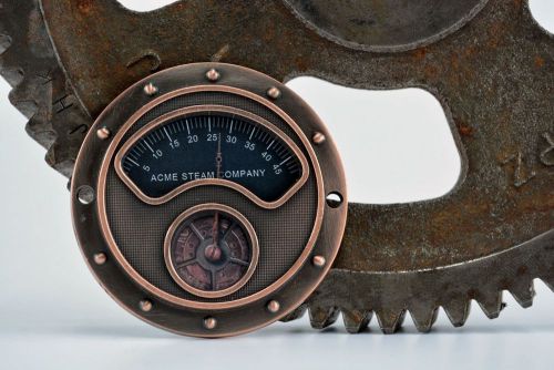 Steampunk gauge - copper - steampunk art - industrial gauge - steampunk gears for sale