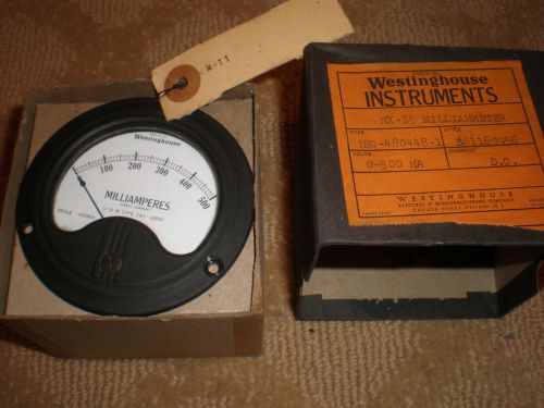 Vintage  nos  westinghouse u.s. navy 0-500 dc milliamperes 3 1/2&#034; panel meter for sale