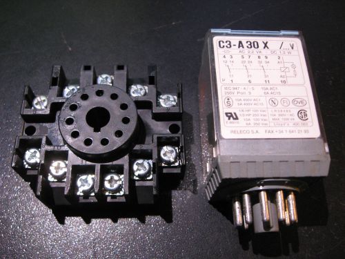 Releco c3-a 30 x relay 24vdc coil 3pdt w. manual &amp; socket base 0t11-pc - used for sale