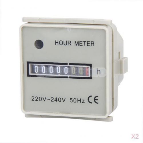 2x AC 220-240V 50HZ Digital Hour Meter Gauge Timer Counter meter for Boat Motor