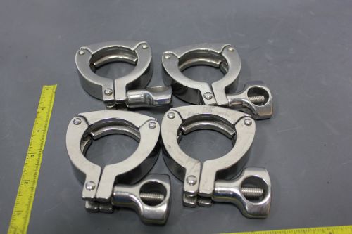 4 NEW 1 1/2&#034; 316L STAINLESS STEEL SANITARY TRI CLAMPS   (S13-4-53FE)