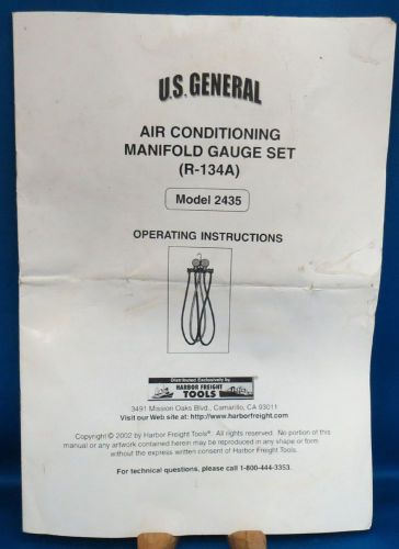 U.S. General Air Conditioning Manifold Gauge Set 2435 Operating Instructions