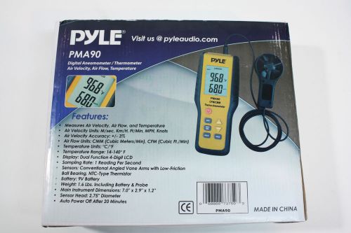 Pyle pma90 digital anemometer / thermometer for air velocity, air flow, temp new for sale