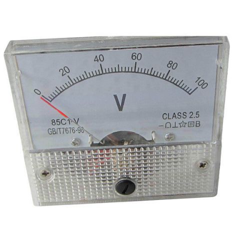 Gauge 0-100v 85c1 voltage analog panel meter volt meter voltmeter white dc 100v for sale