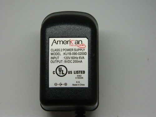 American Telecom Class2 Power Supply Model AC Adapter KU1B-090-0200D 9 V 200 mA