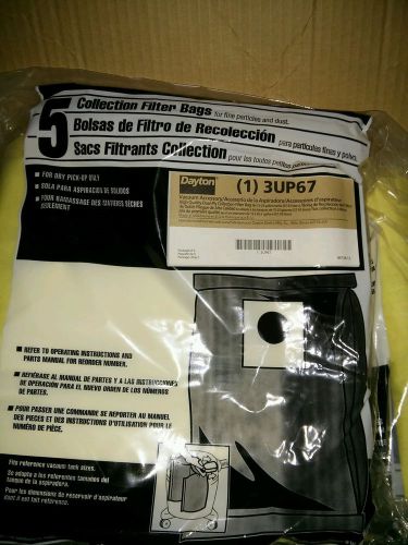 Lot of 7  25 gal DAYTON 3UP67 Dual Ply Collection Filter Bags 5/pk 35 total bags