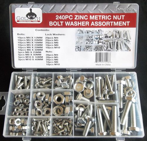 240pc goliath industrial zmnb240 zinc metric nut bolt washer assortment for sale