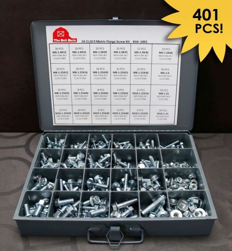 Metric j.i.s. flange bolt &amp; flange nut assortment kit - 401 pieces! for sale