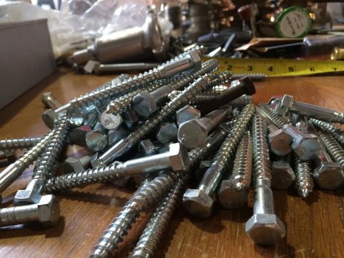 Lot of 72 steel hex lag screw bolt 3/8&#034; x 3 1/2&#034; zinc plated hex head hillman for sale