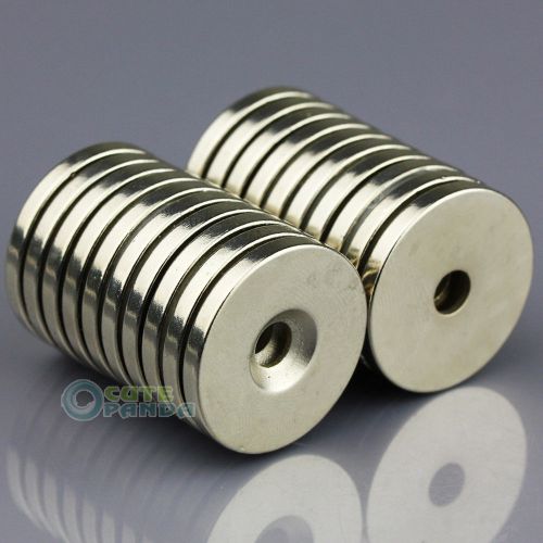 20 x Round Ring Magnets 25 * 3 mm Counter Sunk Hole 5mm Rare Earth Neodymium N50