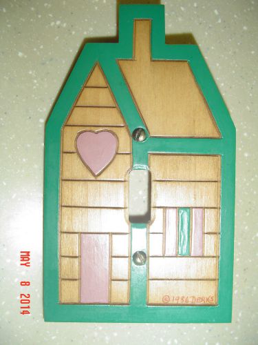 Derks switchplates 1986 carved painted wood single switch wall plate house heart for sale
