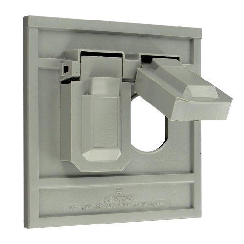 Leviton 4986-GY 1-Gang Duplex Device Wallplate Cover  Oversize  Weather-Resistan