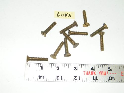 12 - 24 x 1 1/4 slotted flat head solid brass machine screws vintage qty 10 for sale
