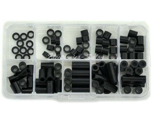 Black nylon round spacer assortment kit, for m4 screws, plastic. for sale