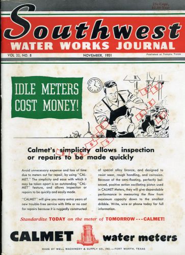 VINTAGE November 1951 SOUTHWEST WATER WORKS JOURNAL Interesting read... Cool Ads