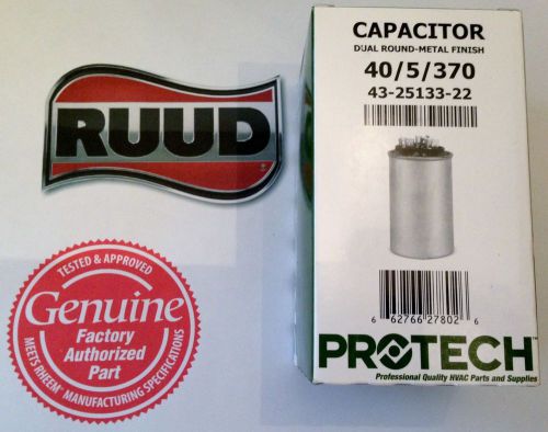 Ruud rheem corsaire weather king 40 5 uf 370 volt round capacitor 43-101665-26 for sale