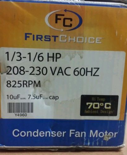 1/3-1/6 HP 208-230 VAC 825 RPM HI TEMP CONDENSOR FAN MOTOR.