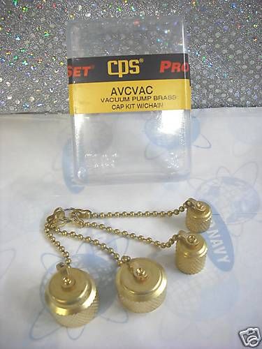 Vacuum Pump Brass Cap Kit w/Chains 4 SIZES *NEW* CPS