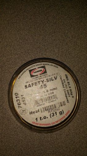 76310 Harris Safety-Silv 45 45% Silver Solder Brazing Alloy 1 Troy Ounce