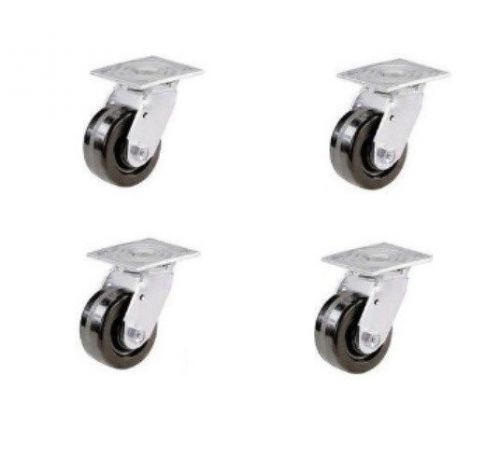 Set of 4 new heavy duty 900# cap phenolic  casters 4&#034; x 2&#034; mh420ph-s for sale