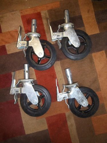 Set of 4 hd industrial locking scaffold casters with 8&#034; x 2&#034; caster wheels for sale