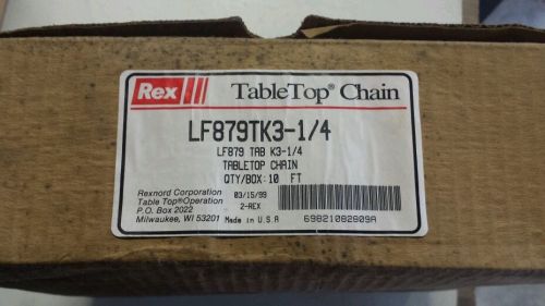 *new*  rexnord  lf879tk3-1/4  rex tabletop conveyor chain   3-1/4&#034; x 10&#039; for sale