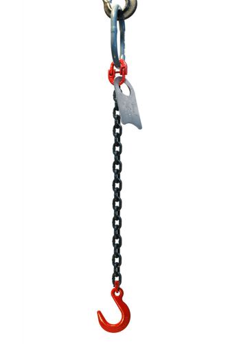 9/32&#034; 6 foot grade 80 sof single leg lifting chain sling - oblong foundry hook for sale