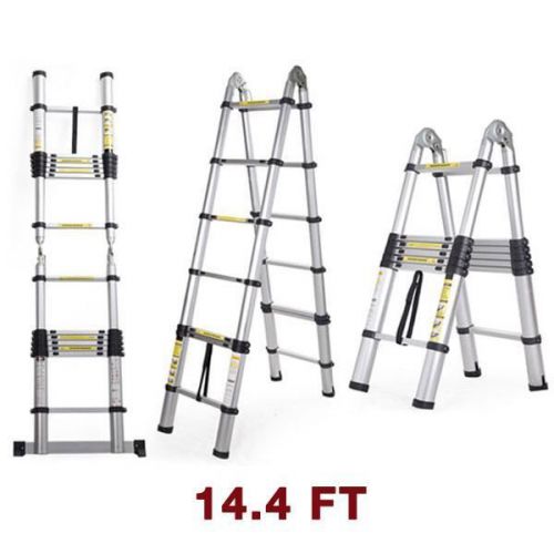 14.5FT Multi Purpose Folding Step Ladder Heavy Duty Aluminum Non-Slip Scaffold