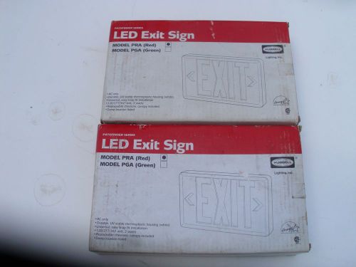 2 new Hubbell LED exit sign PRA red 2 watts double sided