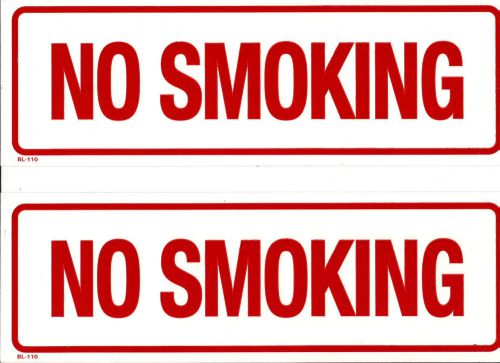 (LOT OF 2) SELF-ADHESIVE VINYL &#034;NO SMOKING&#034; SIGN&#039;S...12&#034; x 4&#034; NEW