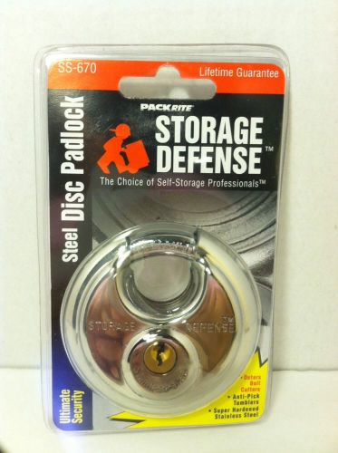 Stainless steel disc padlock 2 3/4&#034; (65mm) by pack rite storage defense for sale