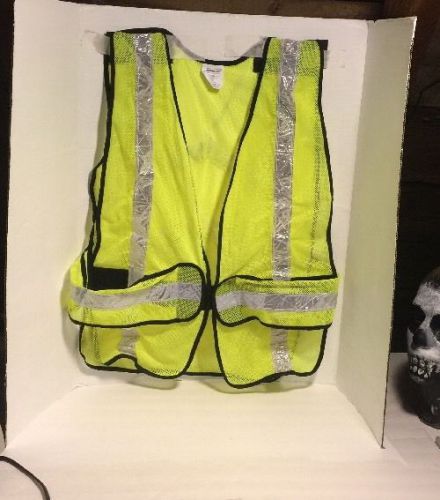 Mesh High Visibility Neon Green Safety Vest with  Strips Large